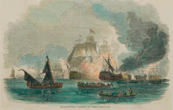 1814" 20x26 Canvas Art  Print "Macdonough's Victory on Lake Champlain 